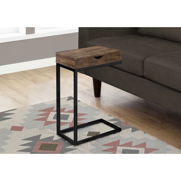 Accent Table - Brown Reclaimed Wood-Look / Black / Drawer